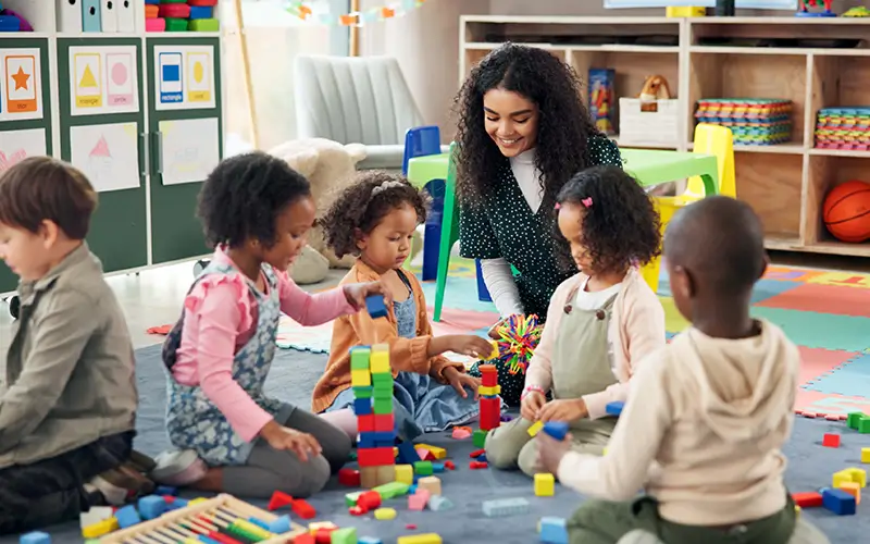 classroom full of young students