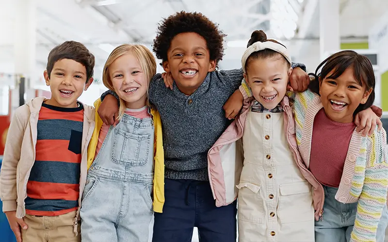 group of diverse school children