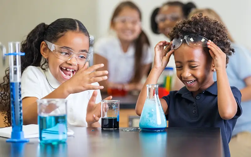 children in a science lab