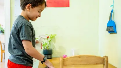 child sitting at a desk