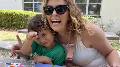 happy woman with child
