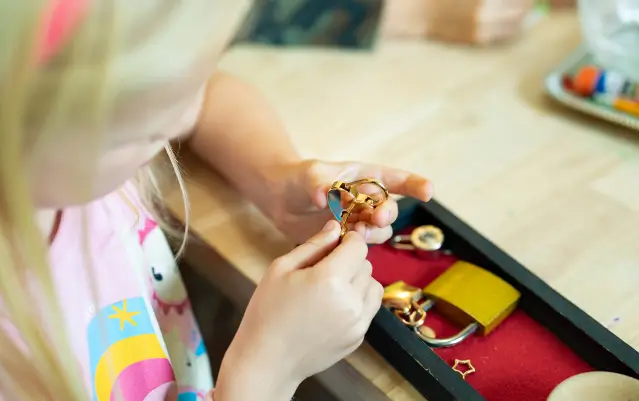 child engaged in a class room activity
